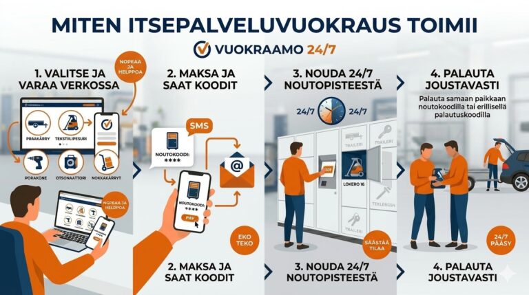 Miten itsepalveluvuokraus toimii käytännössä?