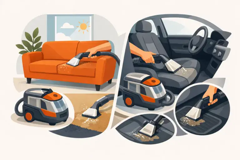 Tekstiilipesurin käyttöohje kotiin ja autoon